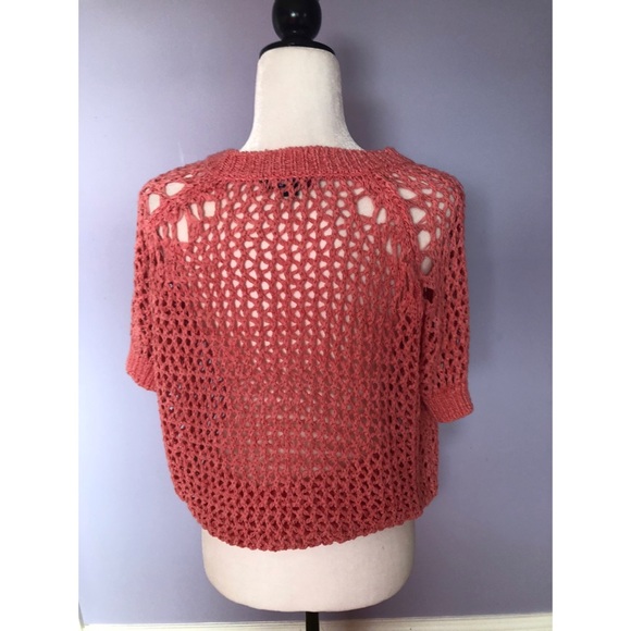catherine malandrino pink open knit sweater - Picture 4 of 4